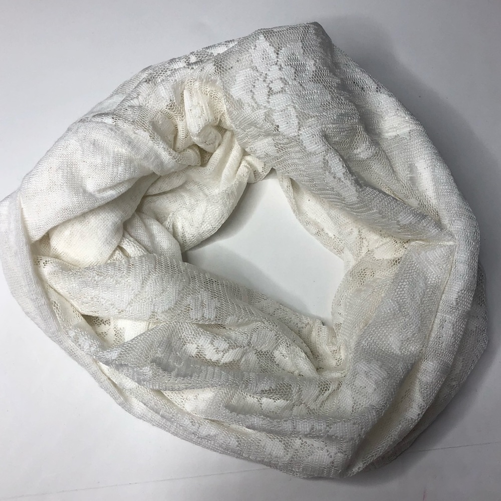 White lace infinity scarf